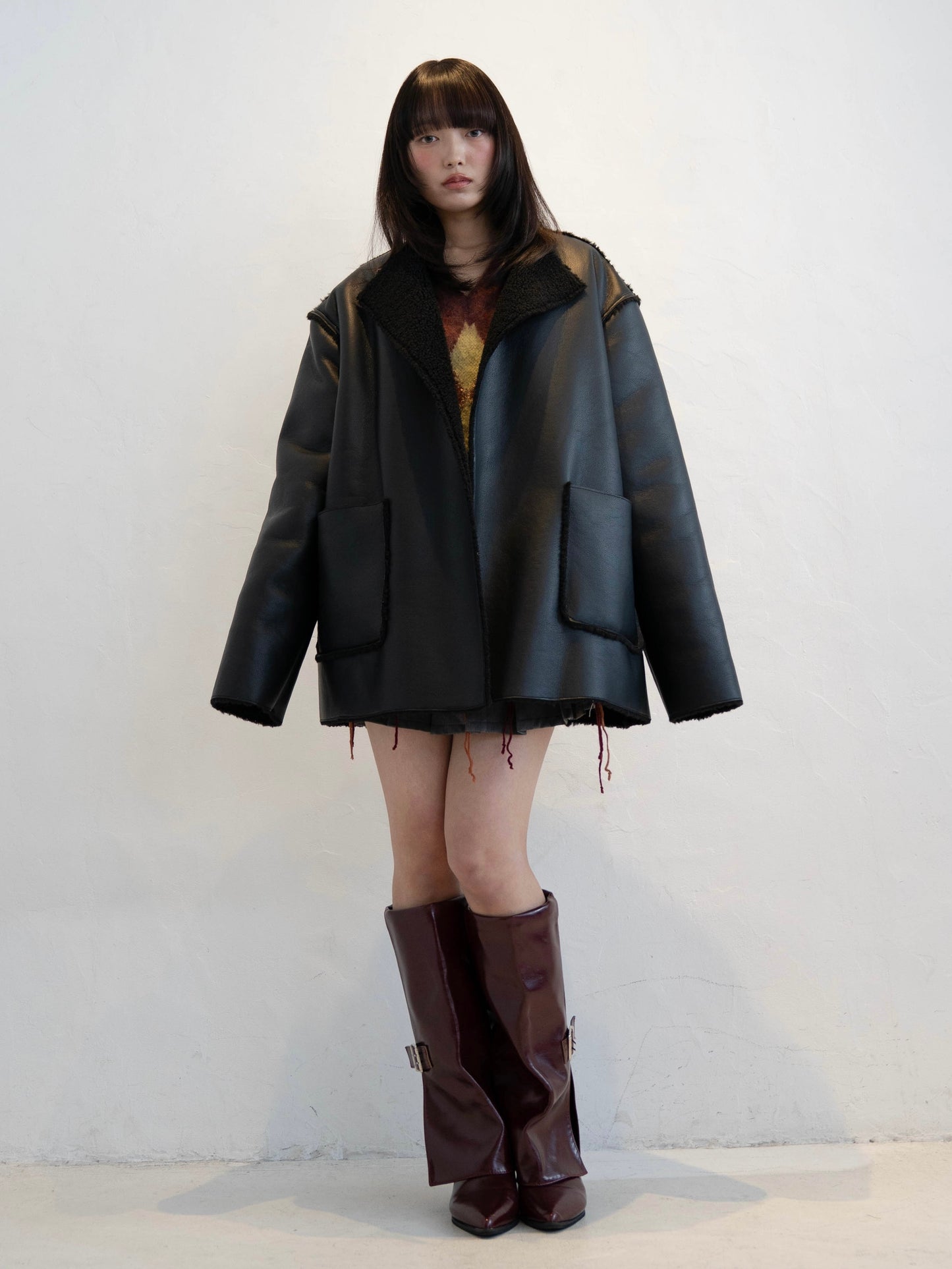 ポイントボアフェイクレザージャケット DPC02010