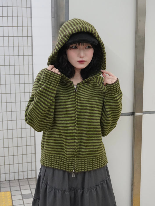 【即納】ボーダーニットダブルジップパーカー DPB85367S