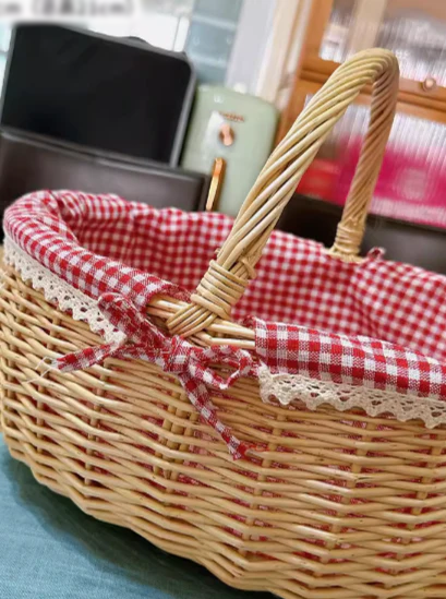 ギンガムチェック籠バッグ CPA44043