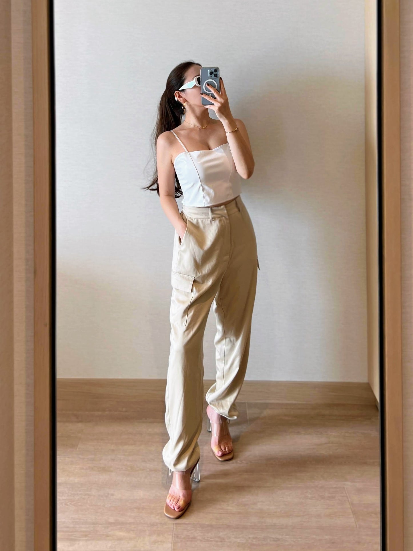 フェイクレザーレースキャミソール DPB56006