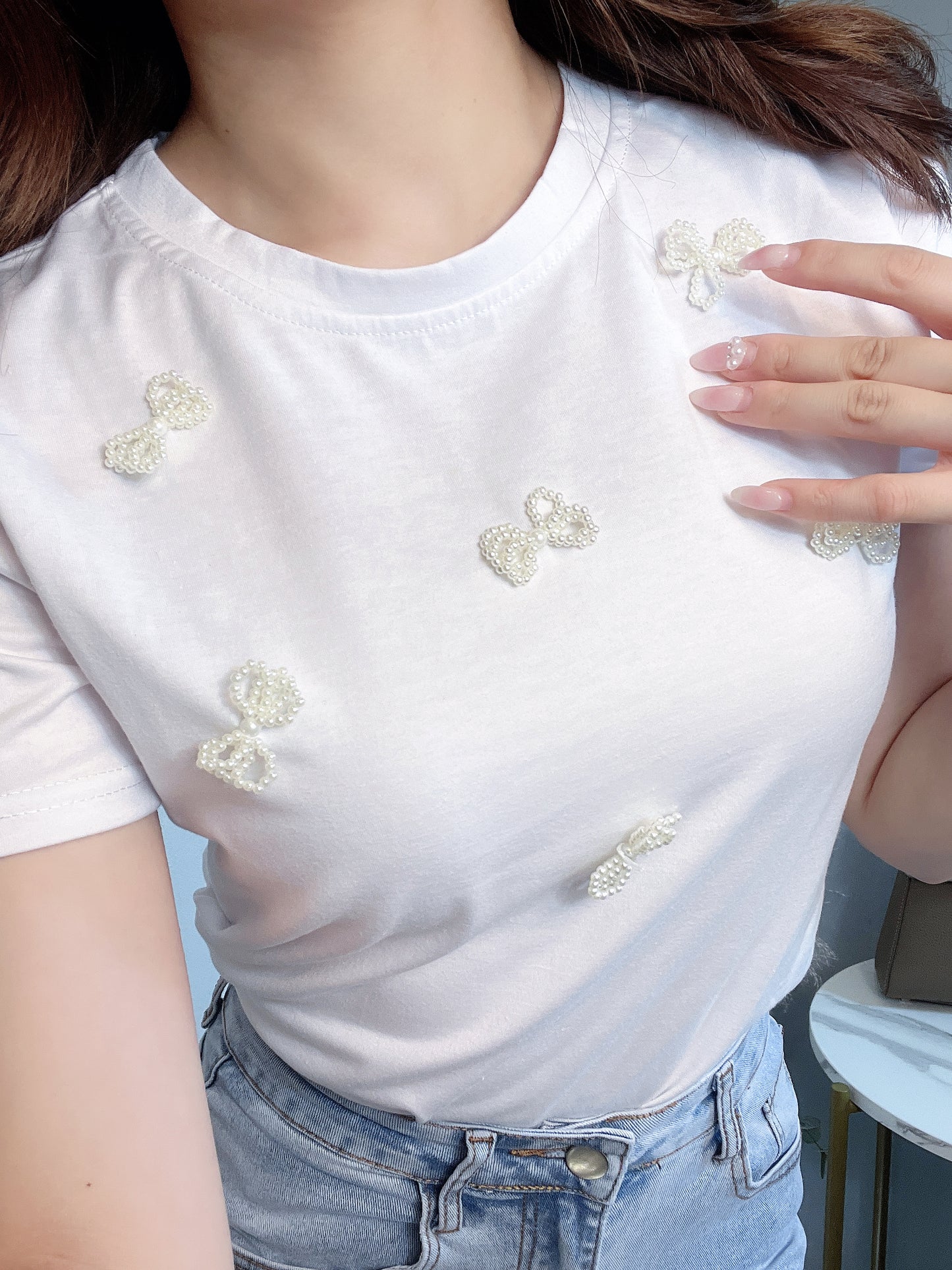 ビーズリボン付きTシャツ CPA32021