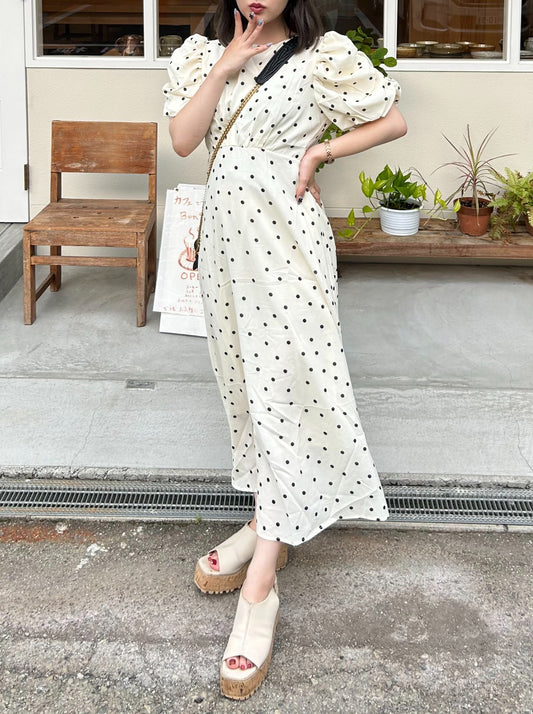 バックリボンドットワンピース CPA22098