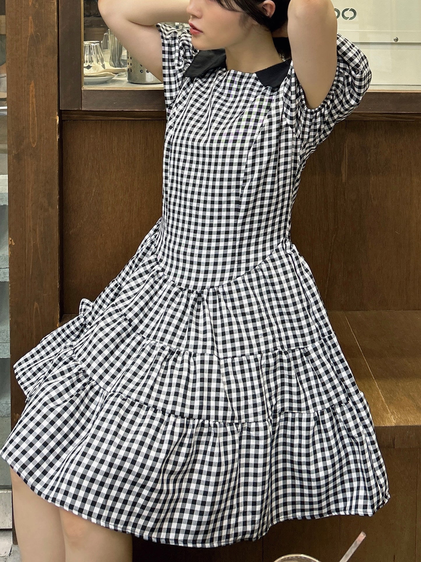 ギンガムチェックミニワンピース CPA22095