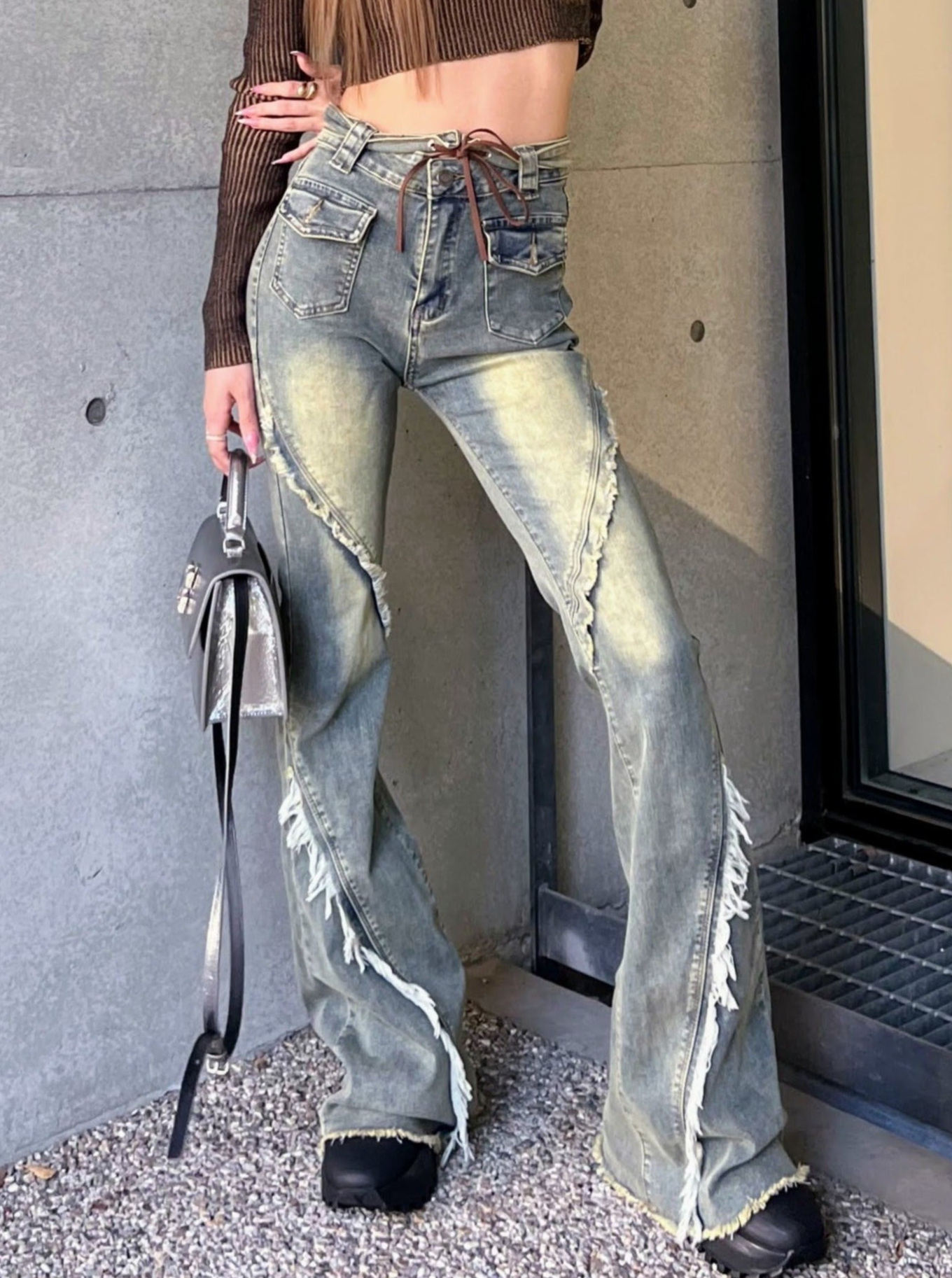 Y2Kハイウエストフレアデニムパンツ DPB06058 – CRAMMY Y2Kハイウエストフレアデニムパンツ DPB06058 – CRAMMY