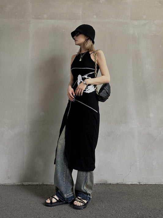 ユニークスリットロングワンピース DPB26116