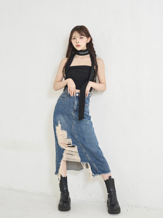 ハイダメージデニムロングスカート DPB30026