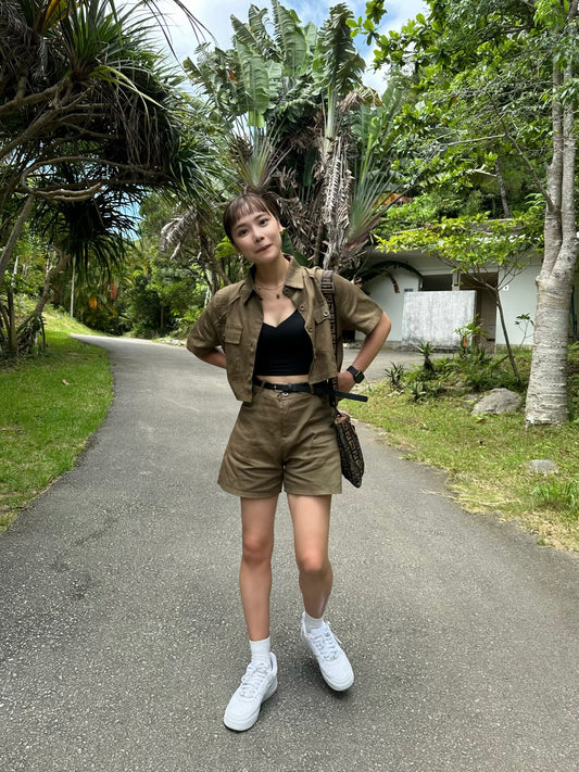 カーキセットアップシャツ DPB47128