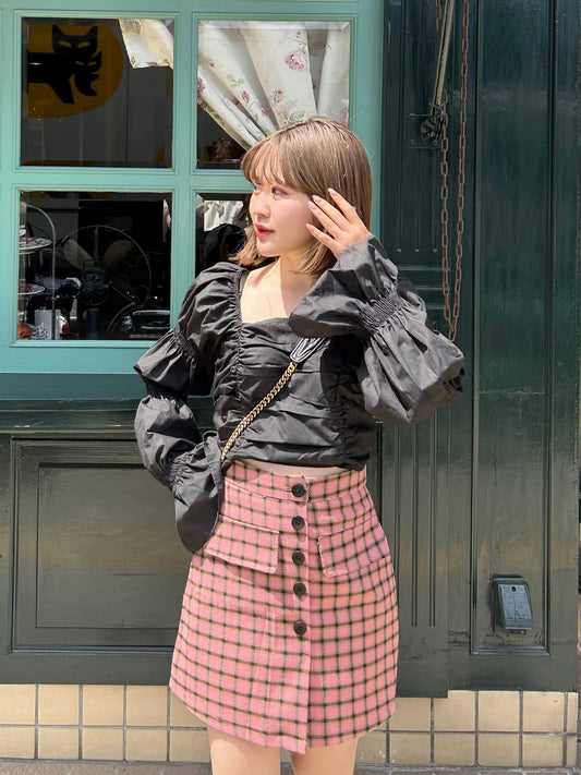 ピンクチェックスカート CPA22061