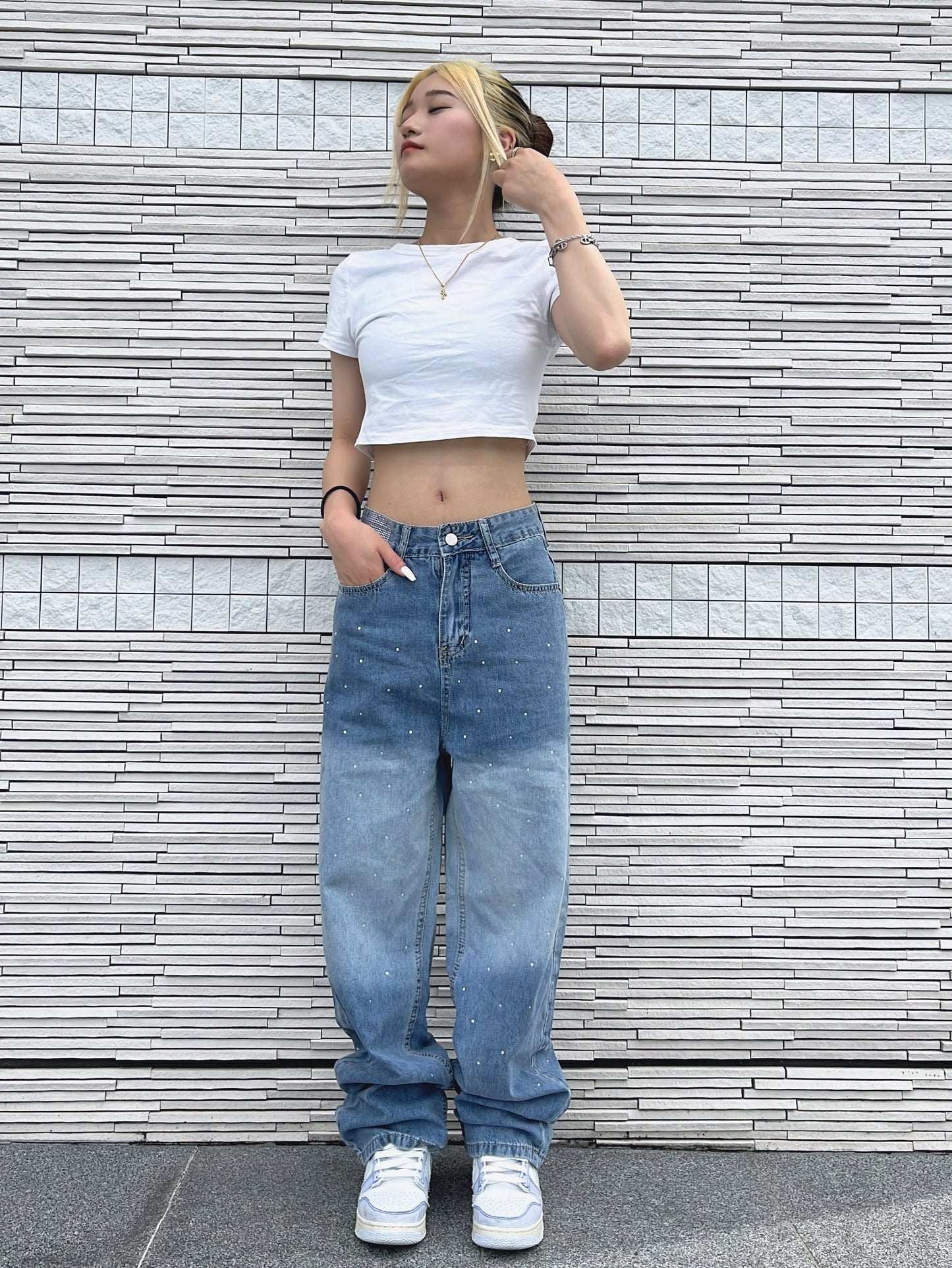 グラデーションビーズデニムパンツ DPB42071