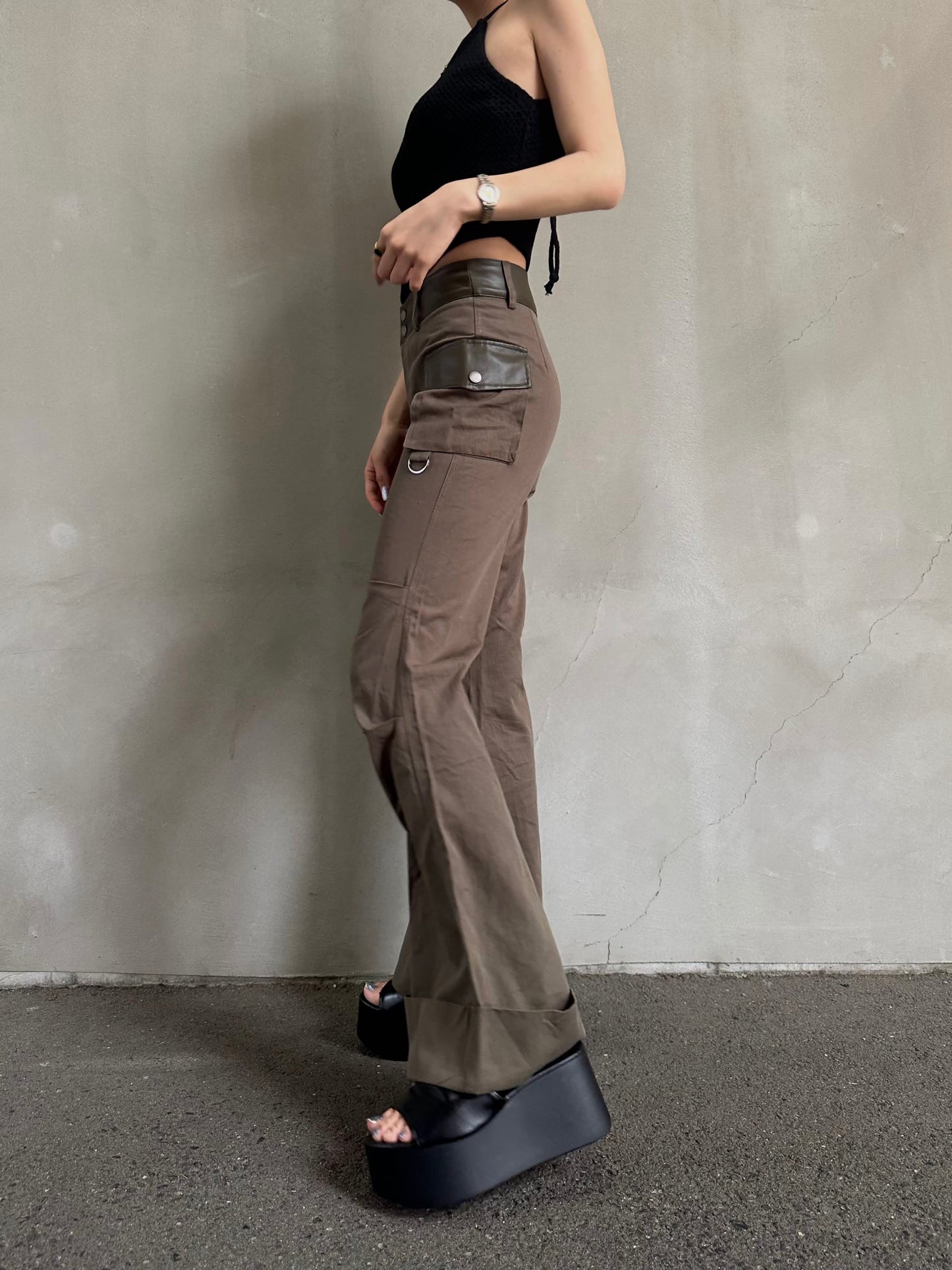 ウエストレザーブーツカットパンツ DPB26149