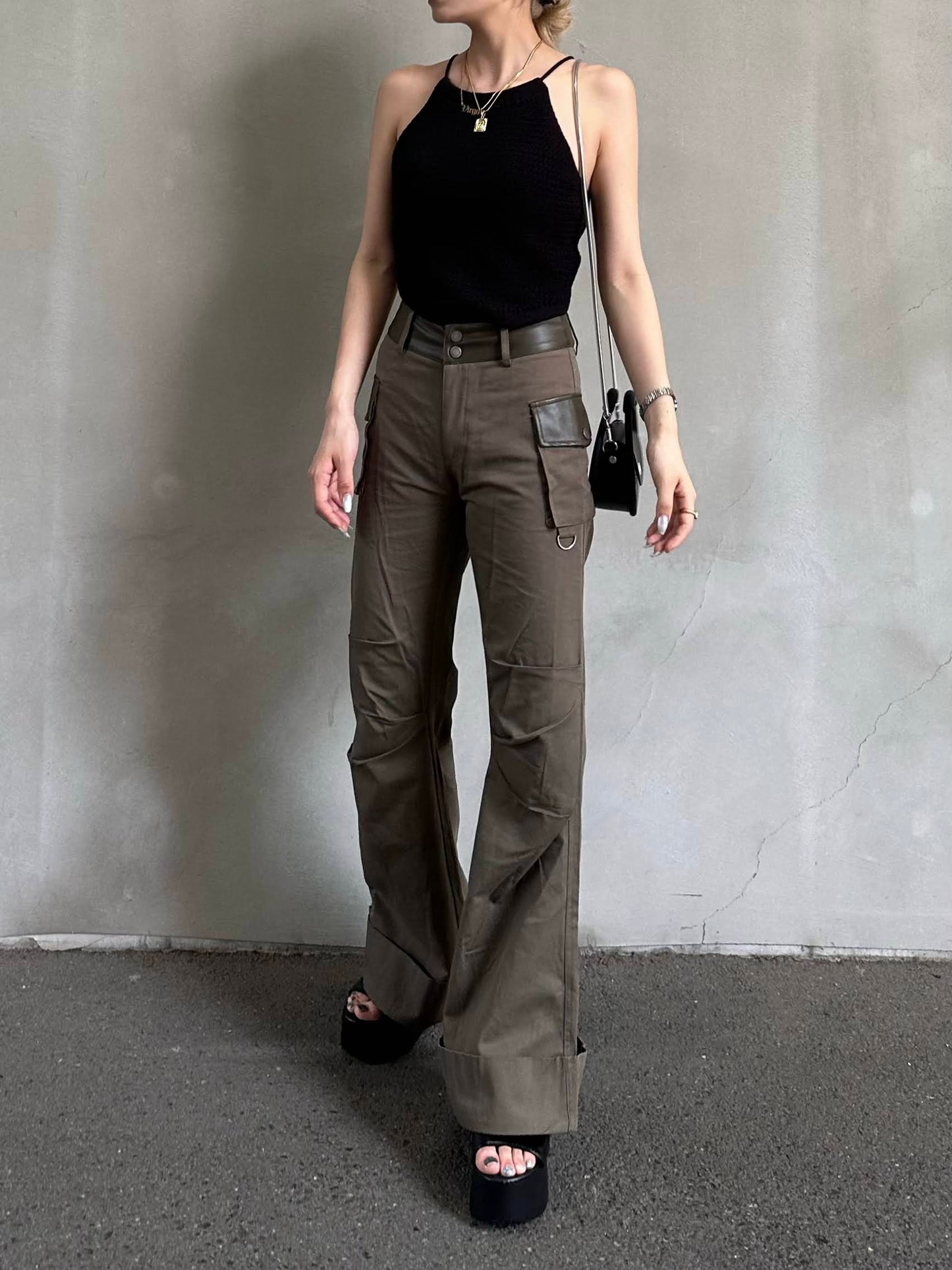 ウエストレザーブーツカットパンツ DPB26149