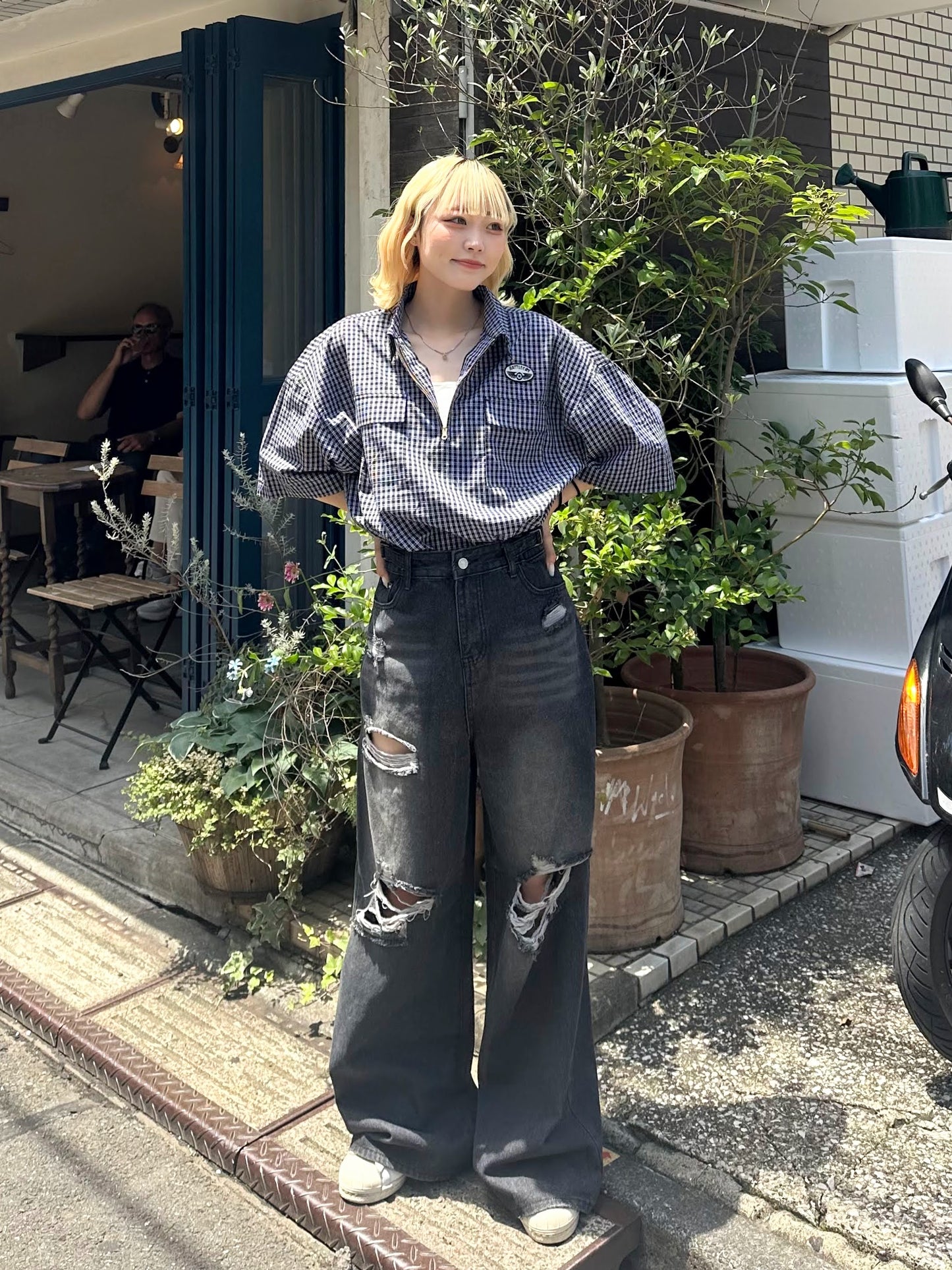 ダメージデニムワイドパンツ DPB51080