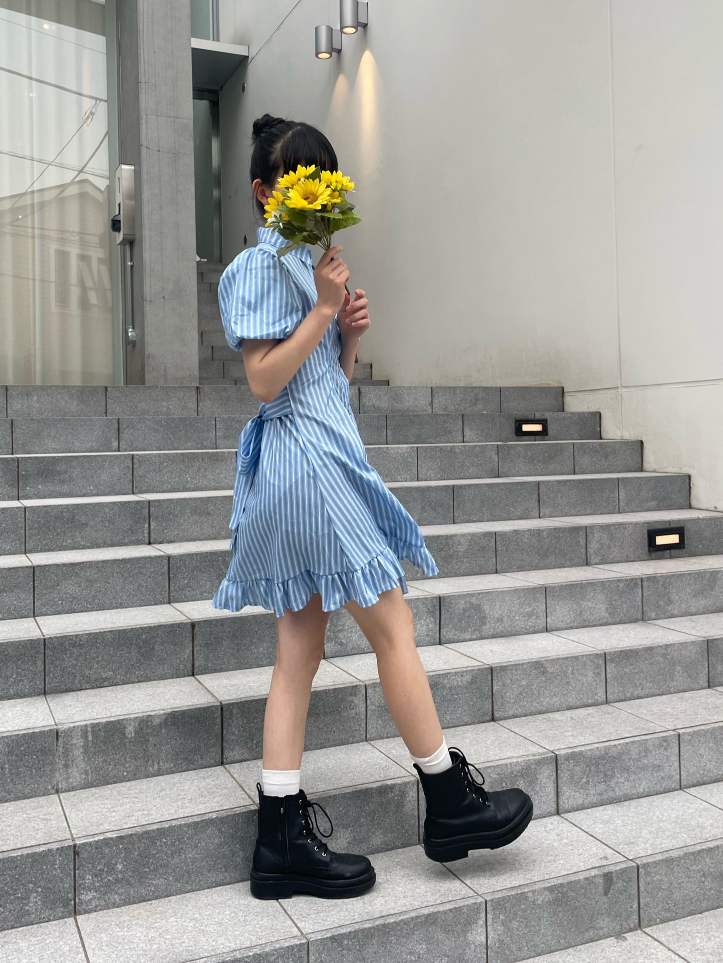 ブルーストライプワンピース DPA43187