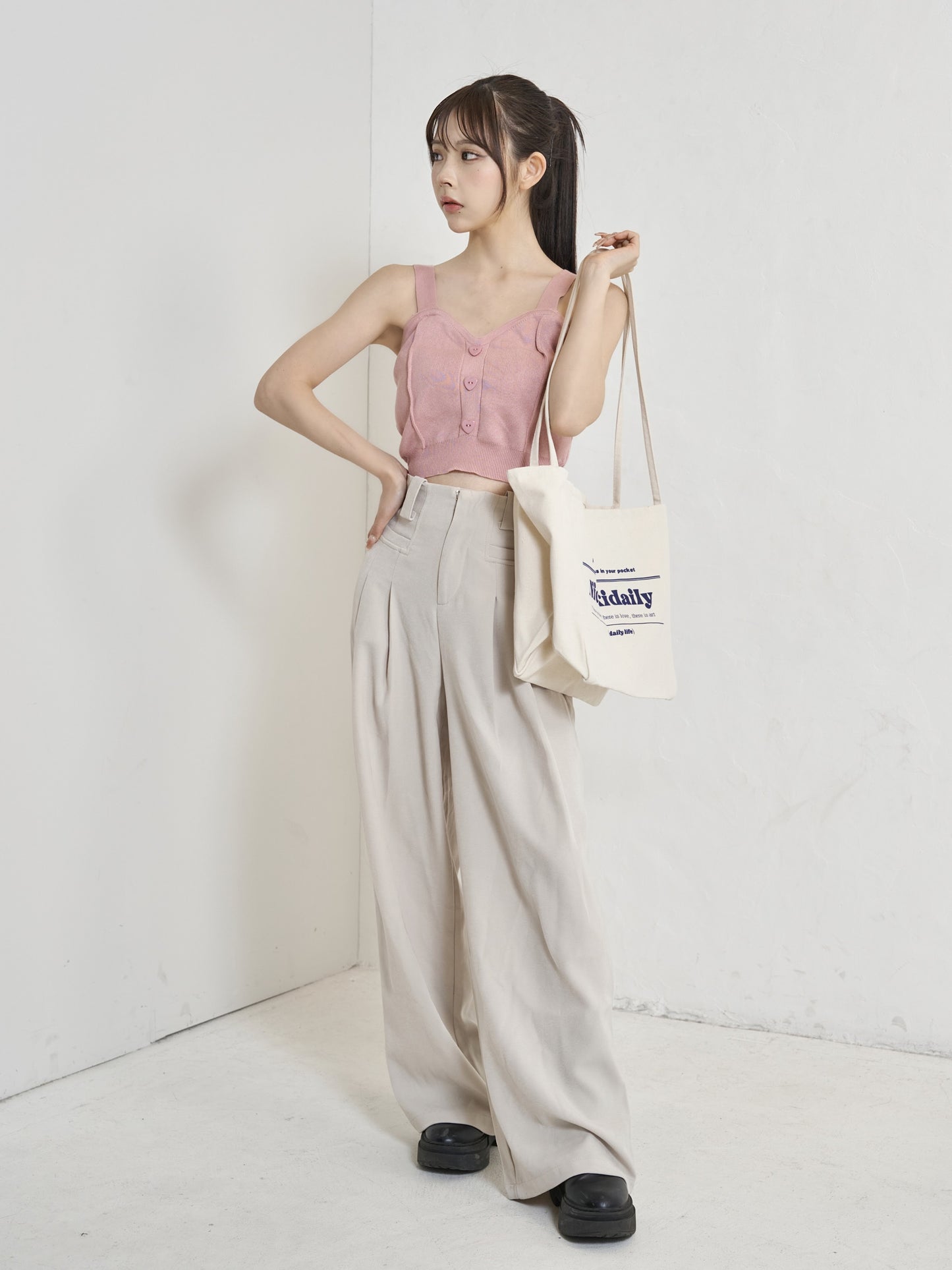 ハイウエストワイドタックパンツ DPB30015