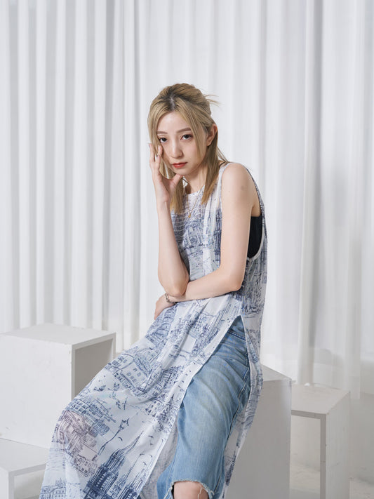 シースルースリットワンピース CPA14084