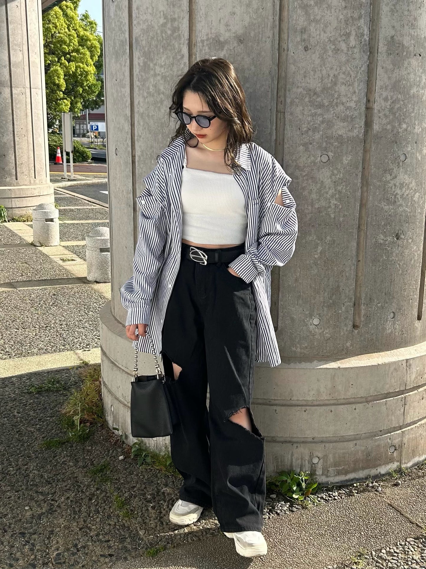 ダメージブラックパンツ DPA61228