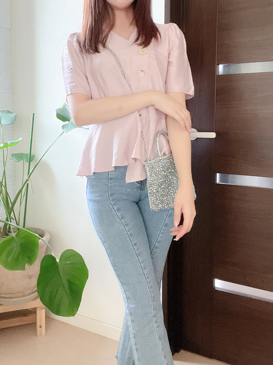 パフスリーブペプラムブラウス CPA32004