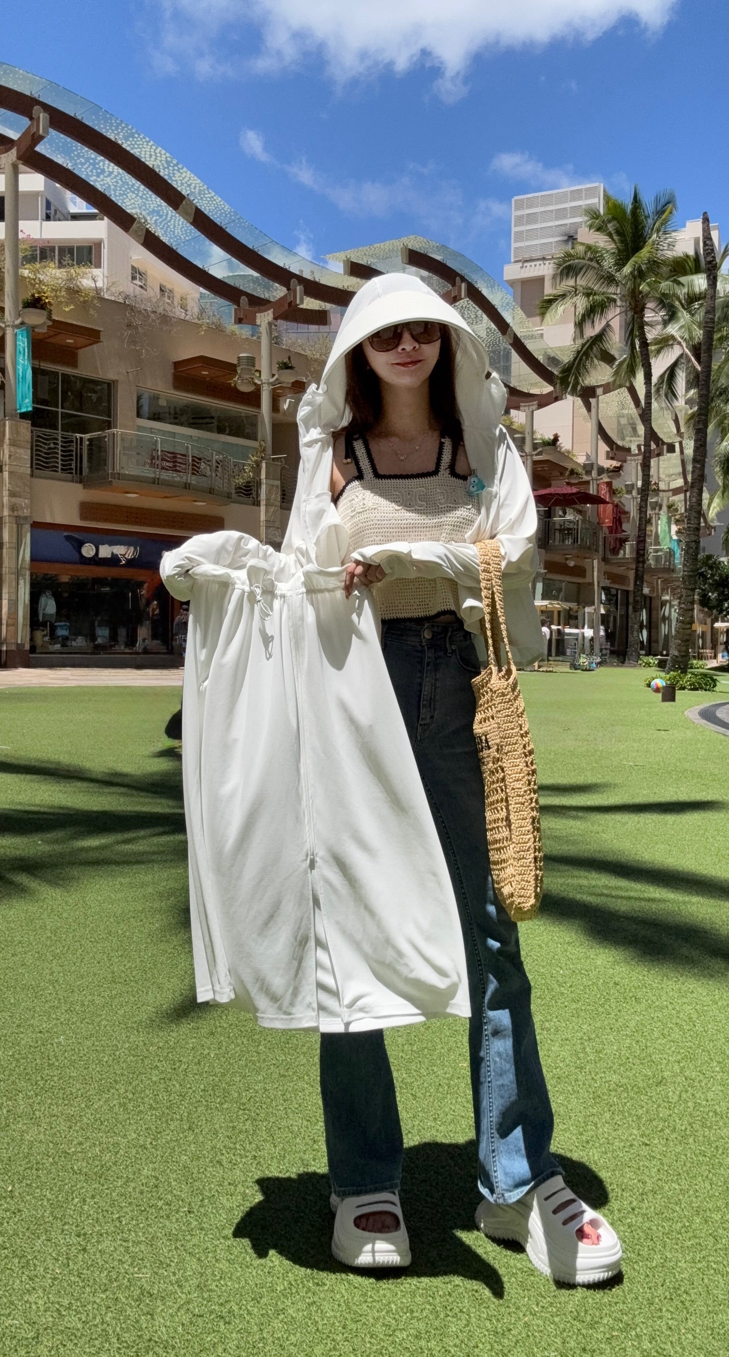 遮光パーカー ロング丈 + マスク
