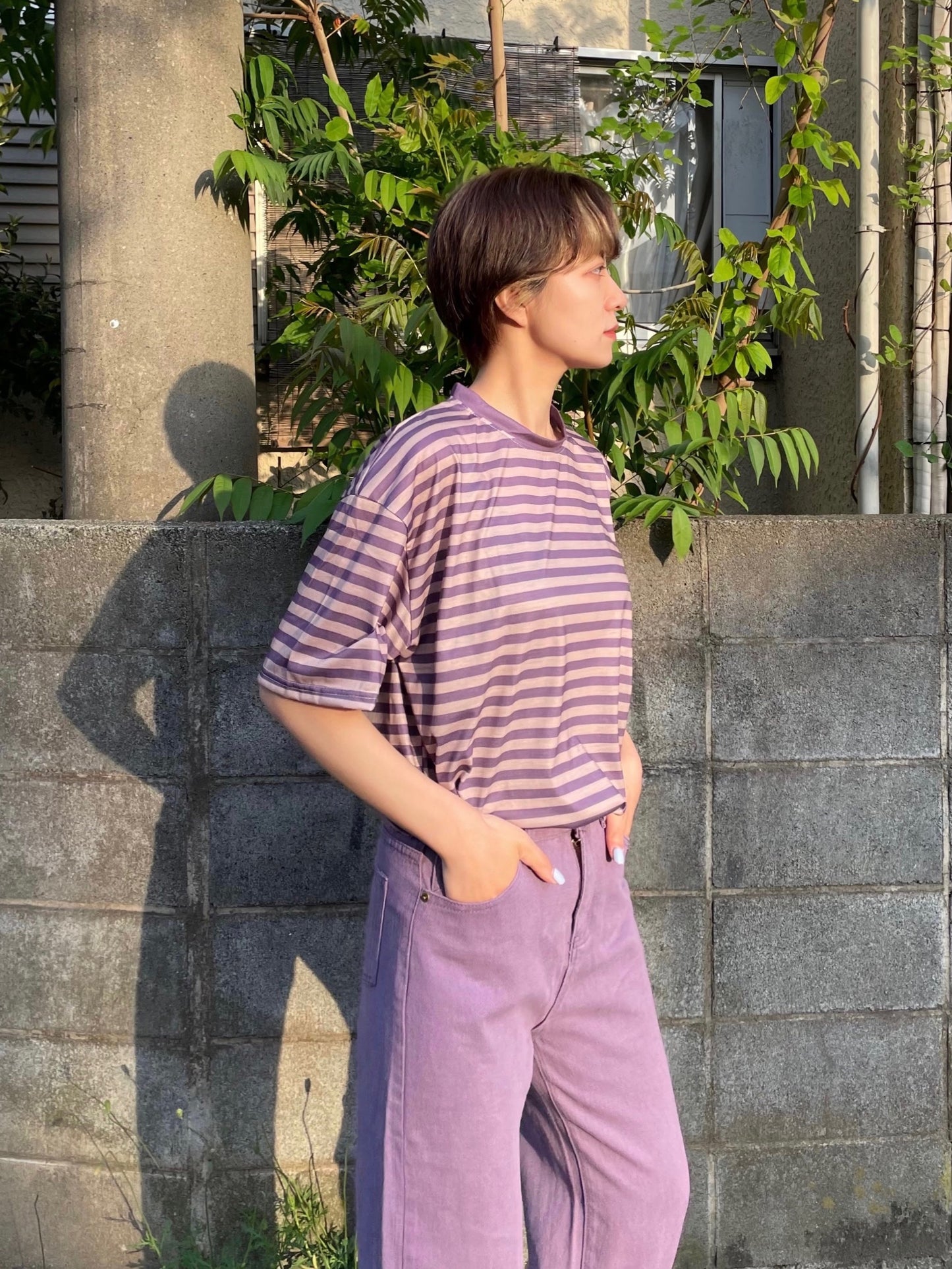 パープルボーダーTシャツ DPA96179