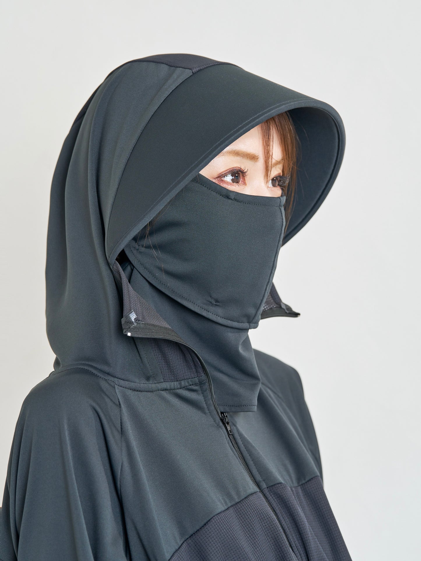 遮光パーカー ショート丈 + マスク