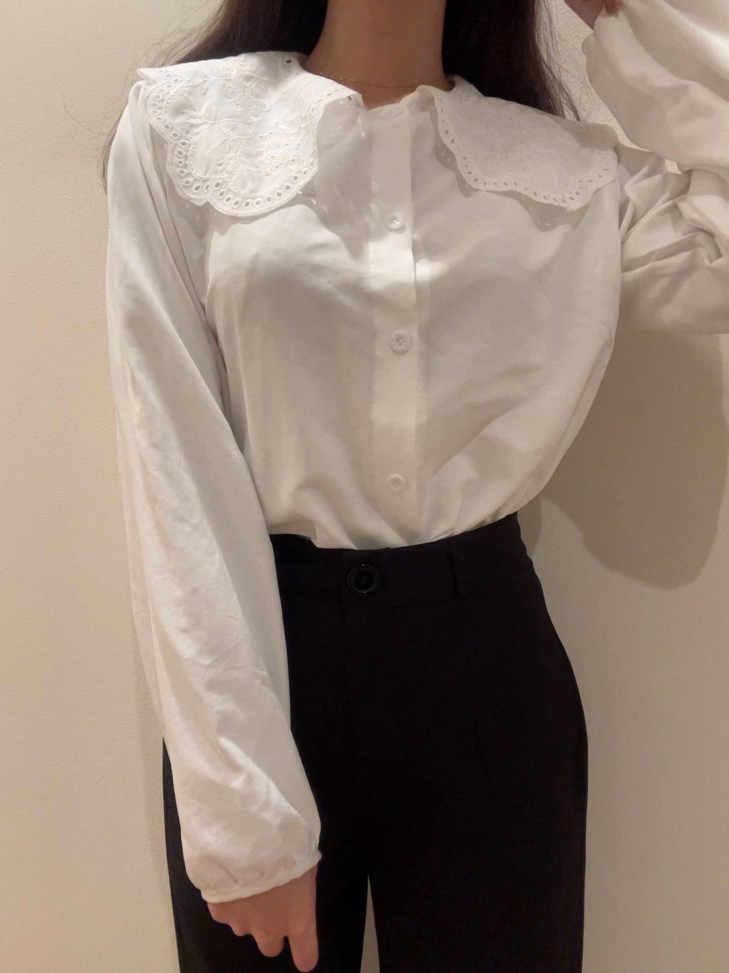 スカラップカットブラックパンツ CPA03102