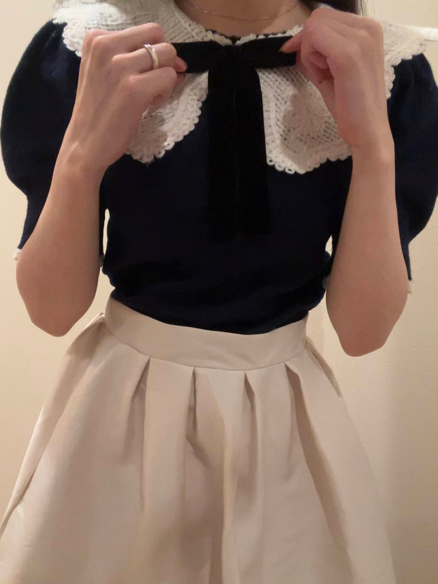 リボンタイパフスリーブトップス CPA03095