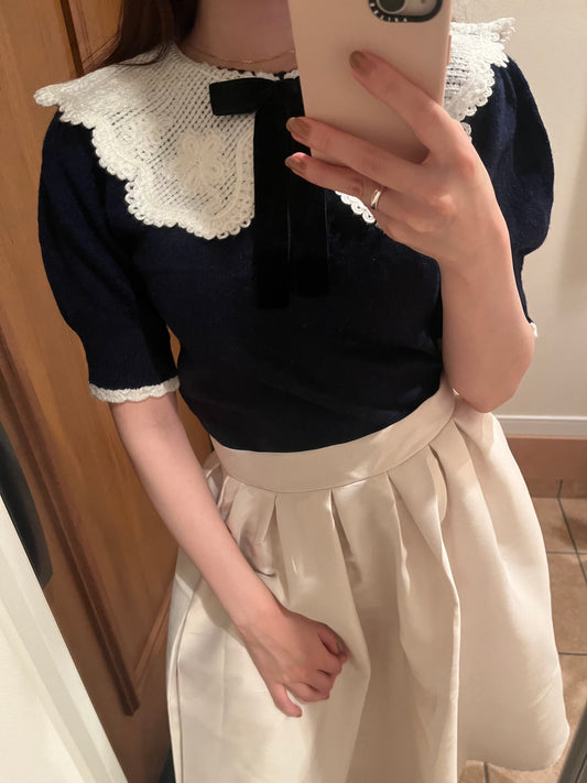 ホワイトボリュームロングスカート CPA03100