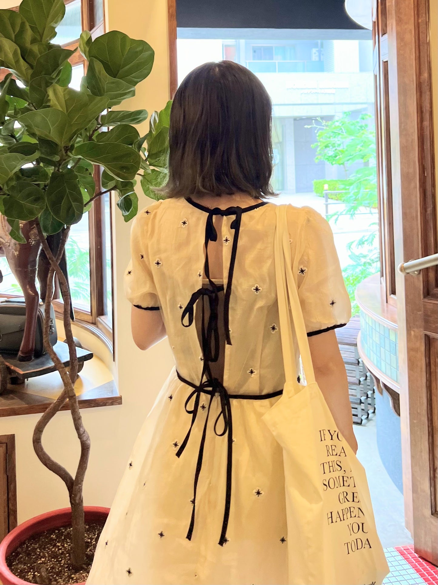 バイカラーバックリボンワンピース CPA22091