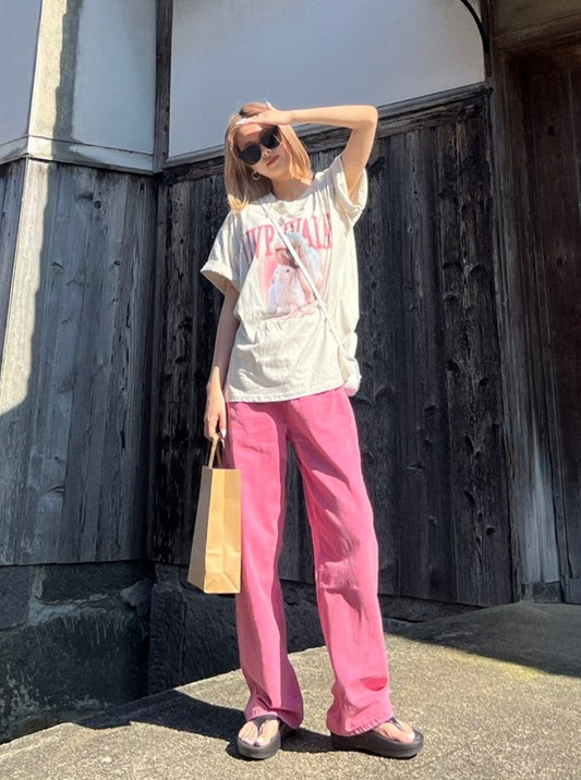 カジュアルピンクデニムパンツ DPA12037