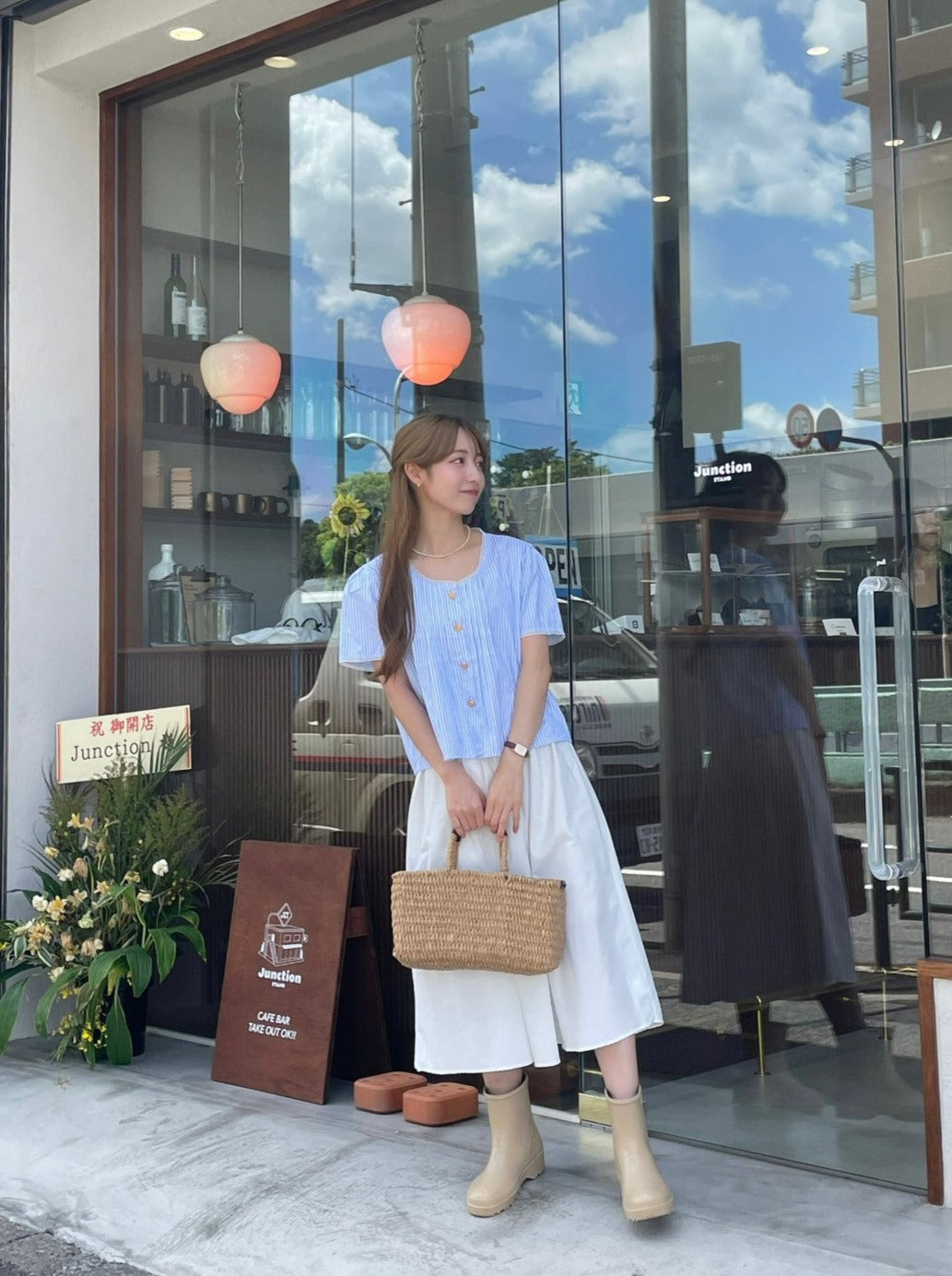 ゴールドボタンストライプトップス CPA20105