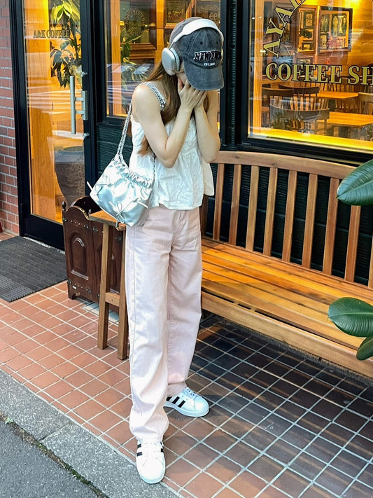 ピンクデニムストレートパンツ CPA20107