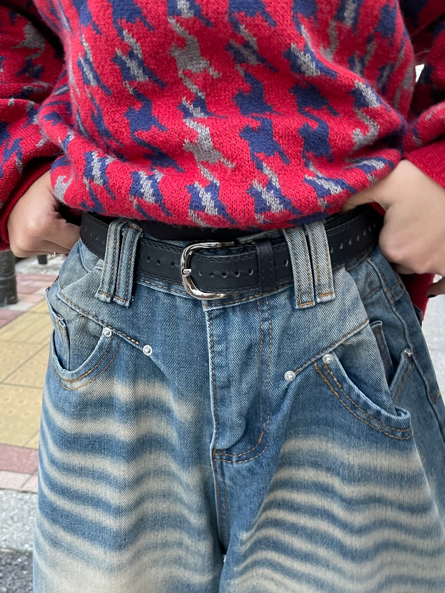 ウォッシュラインワイドデニムパンツ DPB64053