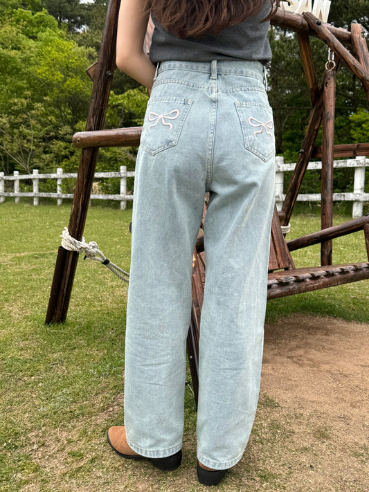 バックリボン刺繍ワイドパンツ CPA45014