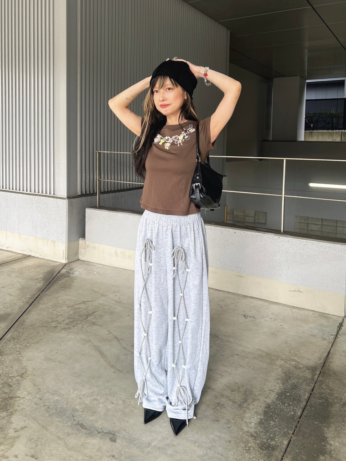レースアップスウェットワイドパンツ DPB79192