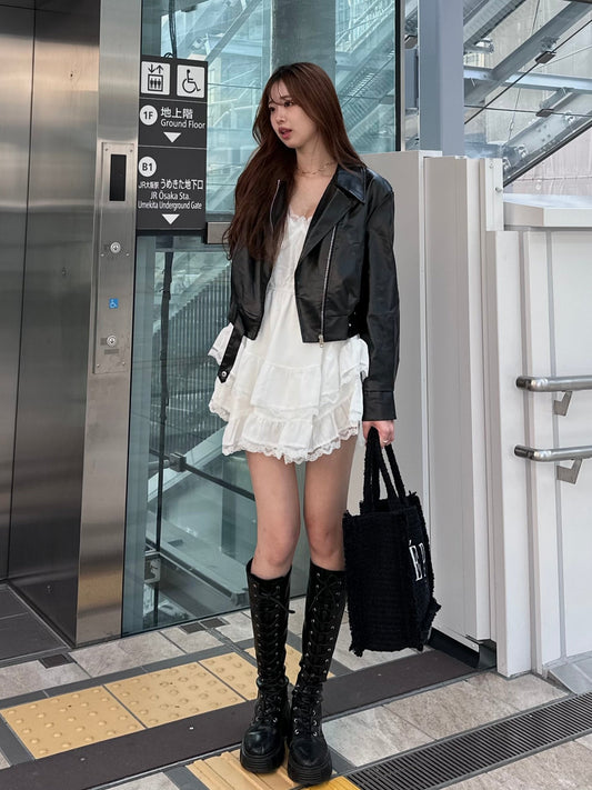 クロップドフェイクレザージャケット DPB81004