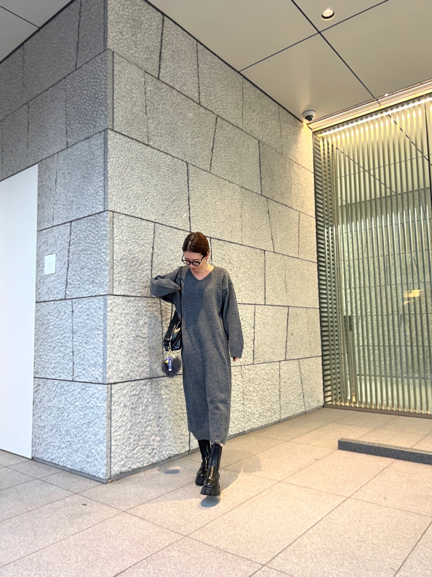 グレーニットロングワンピース DPB56216