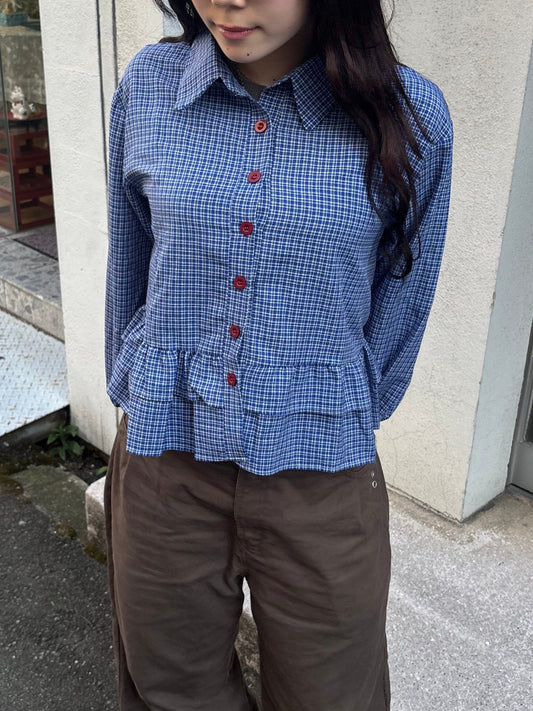 ダブルフリルチェックシャツ DPB89075