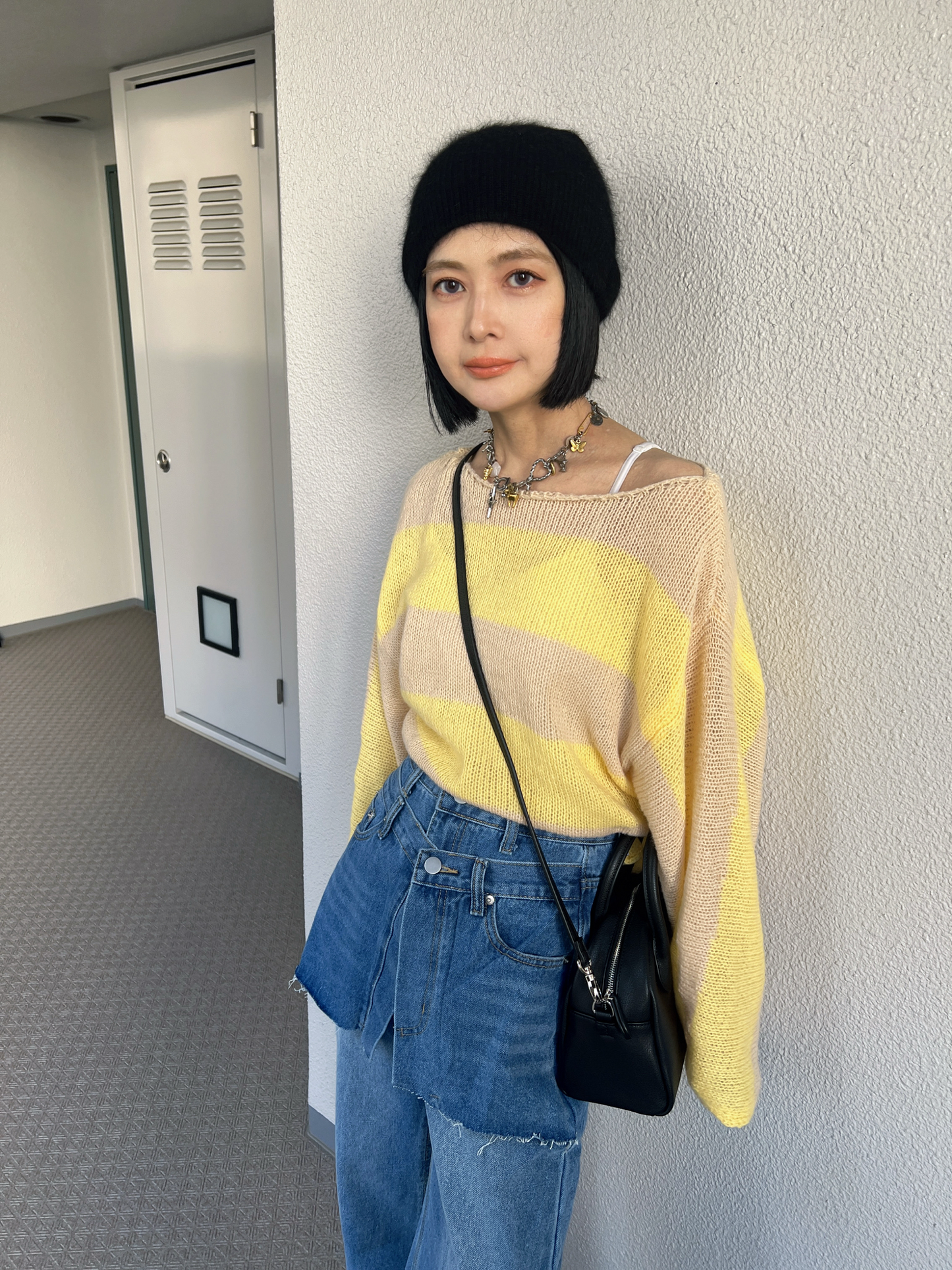 ボーダーモヘアライクルーズニット DPB79065