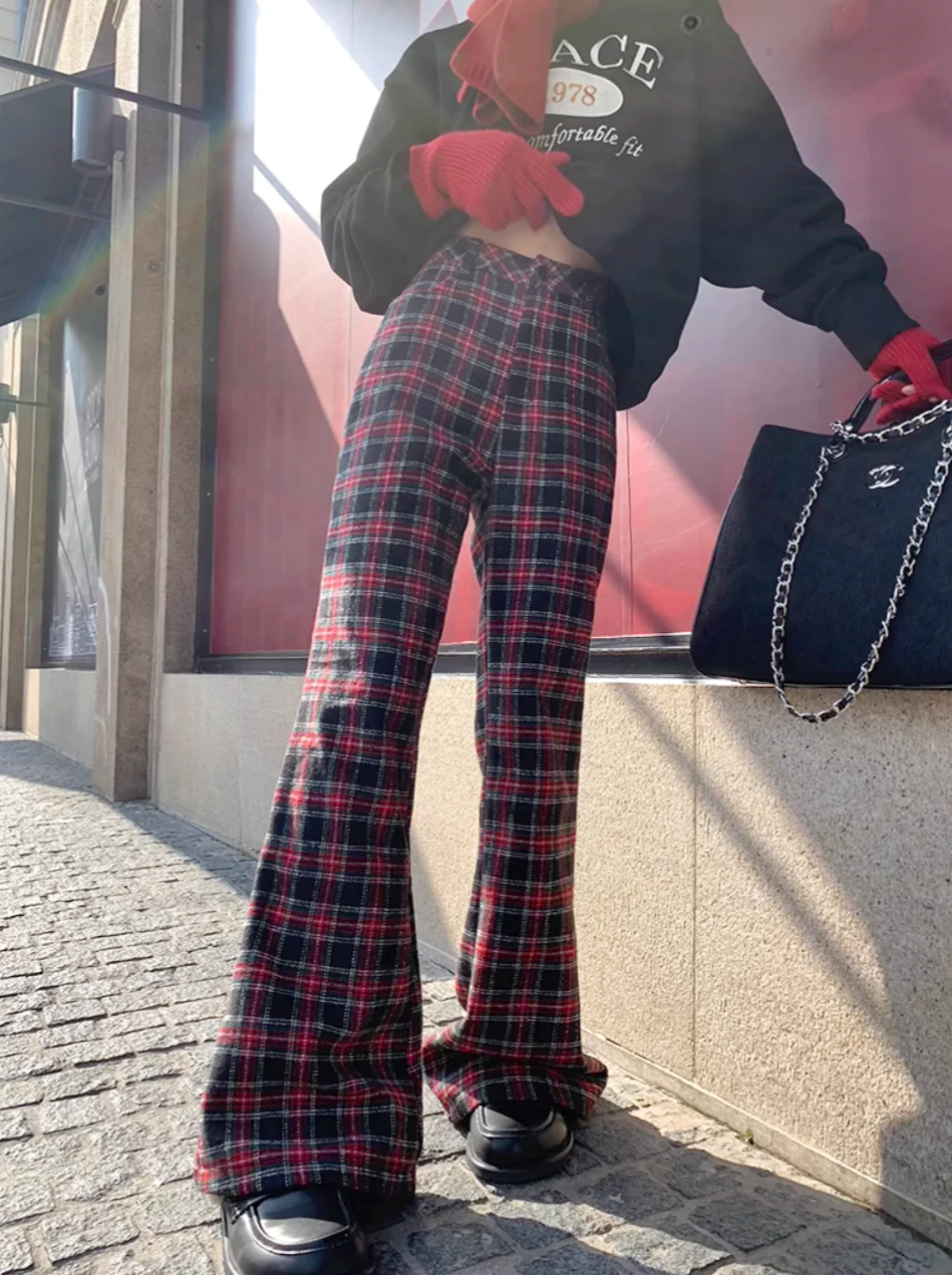 ワイドレッグチェックパンツ DPB71288