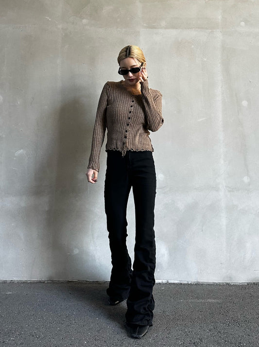 フロントボタンリブニットトップス DPB26271