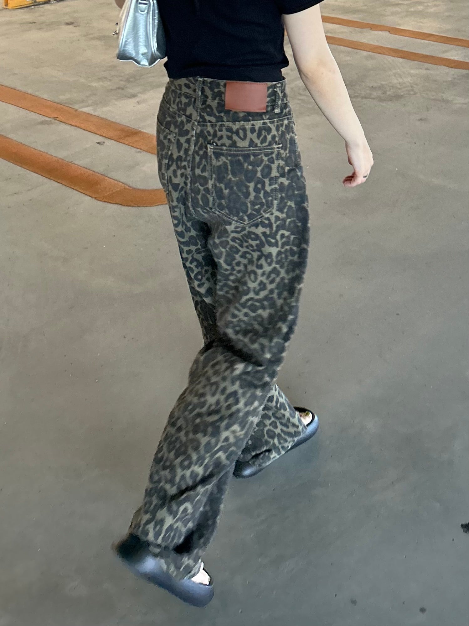 セール】レディース レオパード ひょう柄 ロング丈 ワイドパンツ