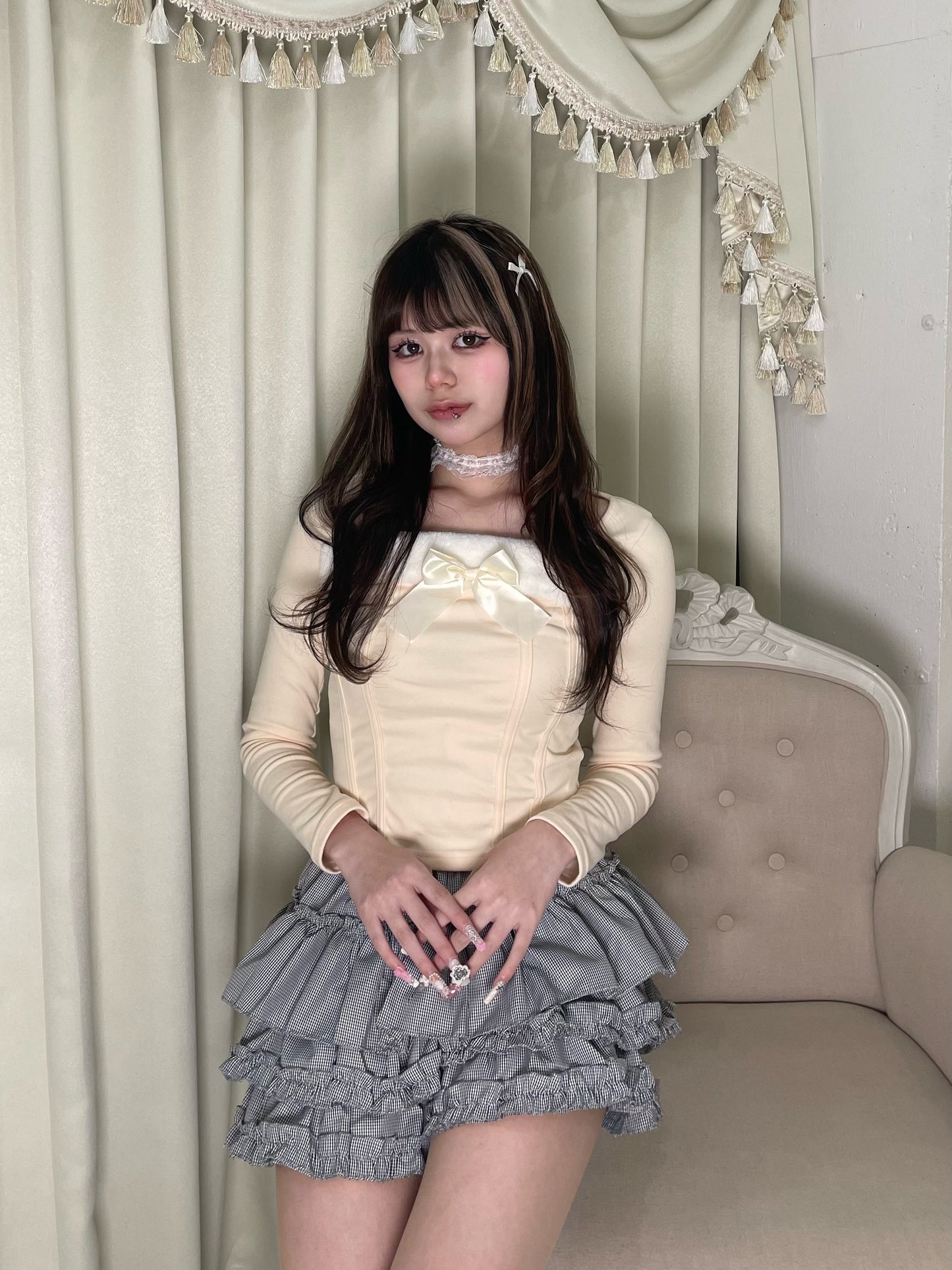 ギンガムチェックフリルミニスカート DPB67026