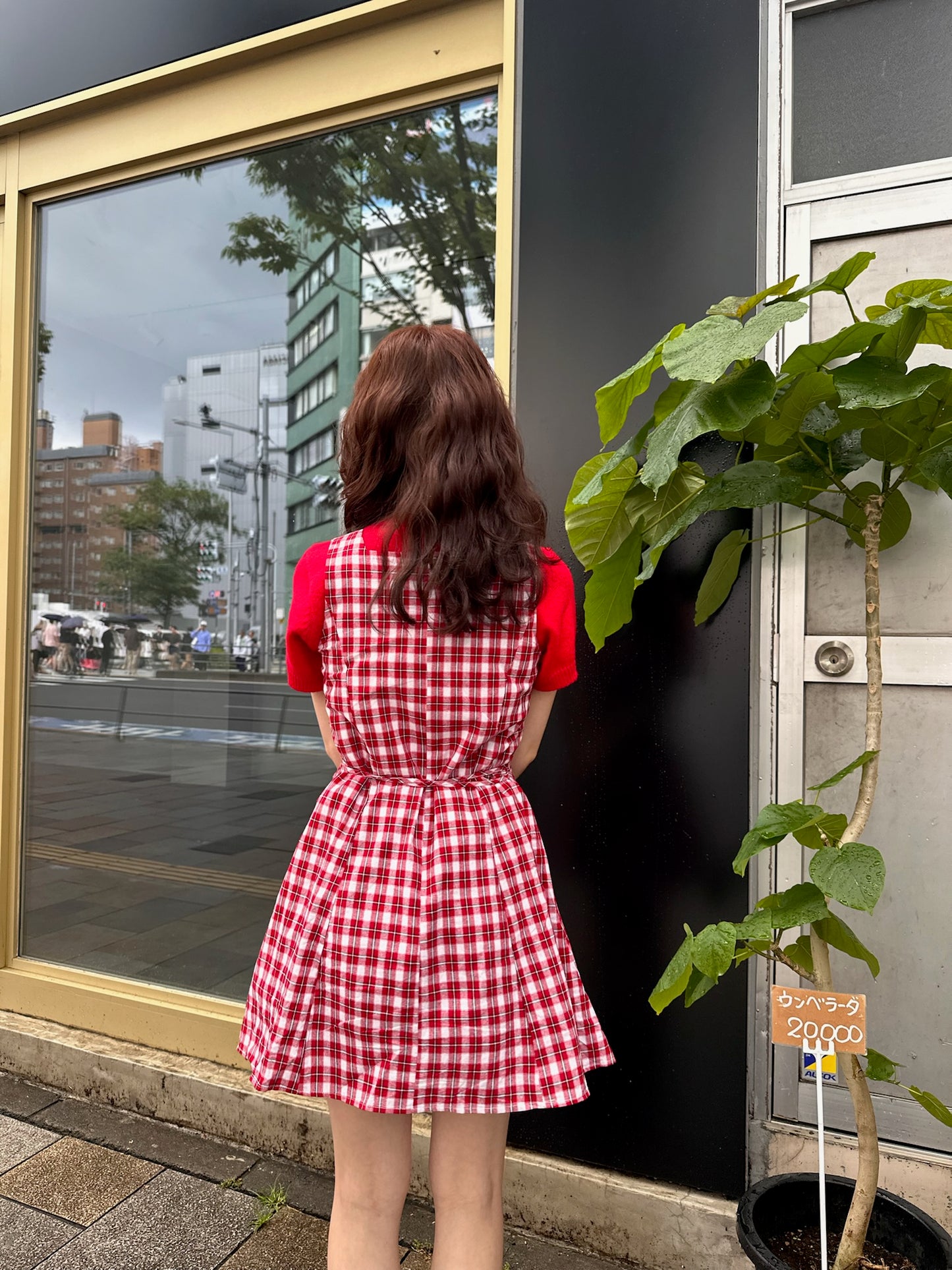 レッドチェックレトロワンピース DPA43363