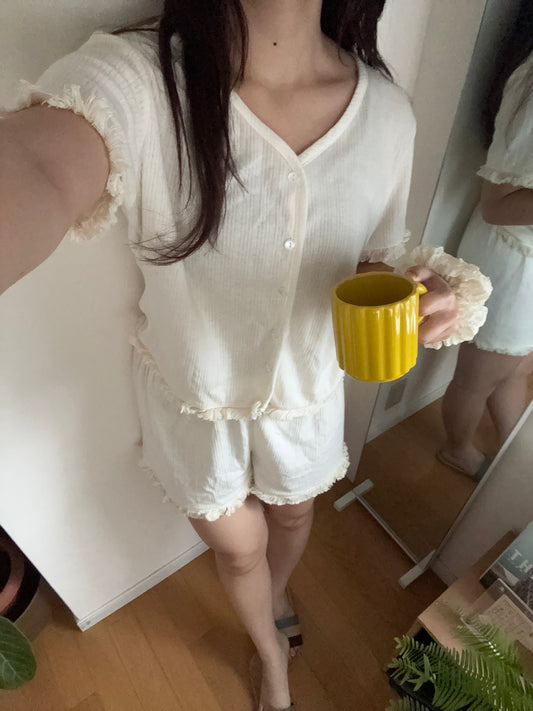 Vネックフリルセットアップルームウェア DPB78166