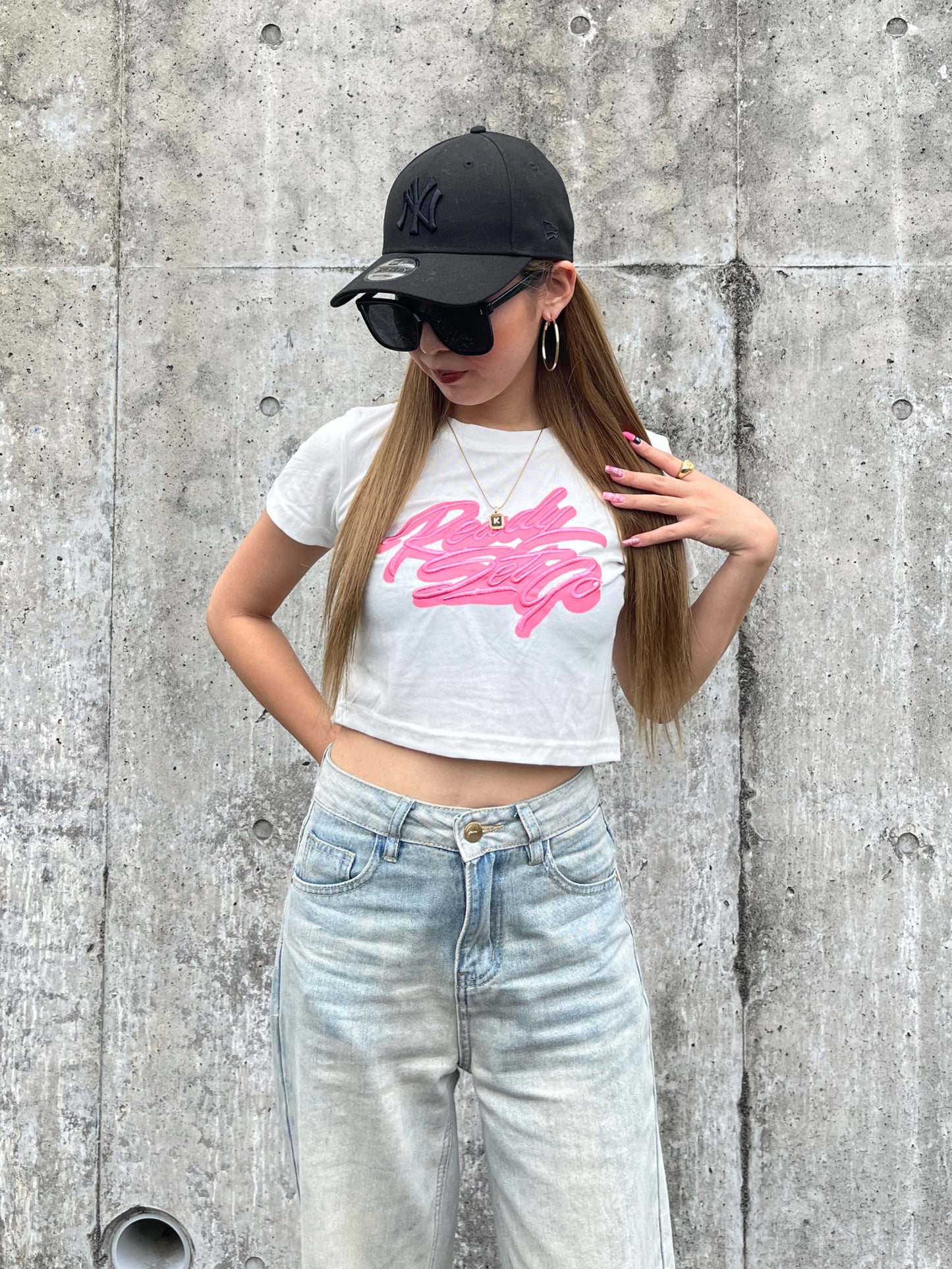 ピンクロゴクロップドTシャツ DPB73091