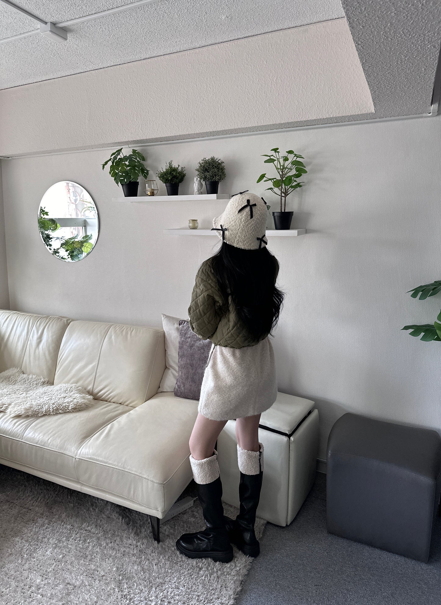 ホワイトボアミニスカート DPB43202