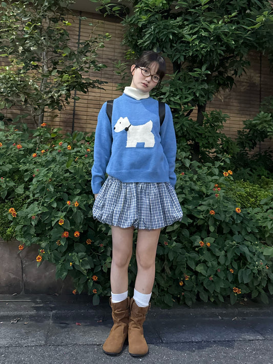 ブルーチェックバルーンスカート DPA43688