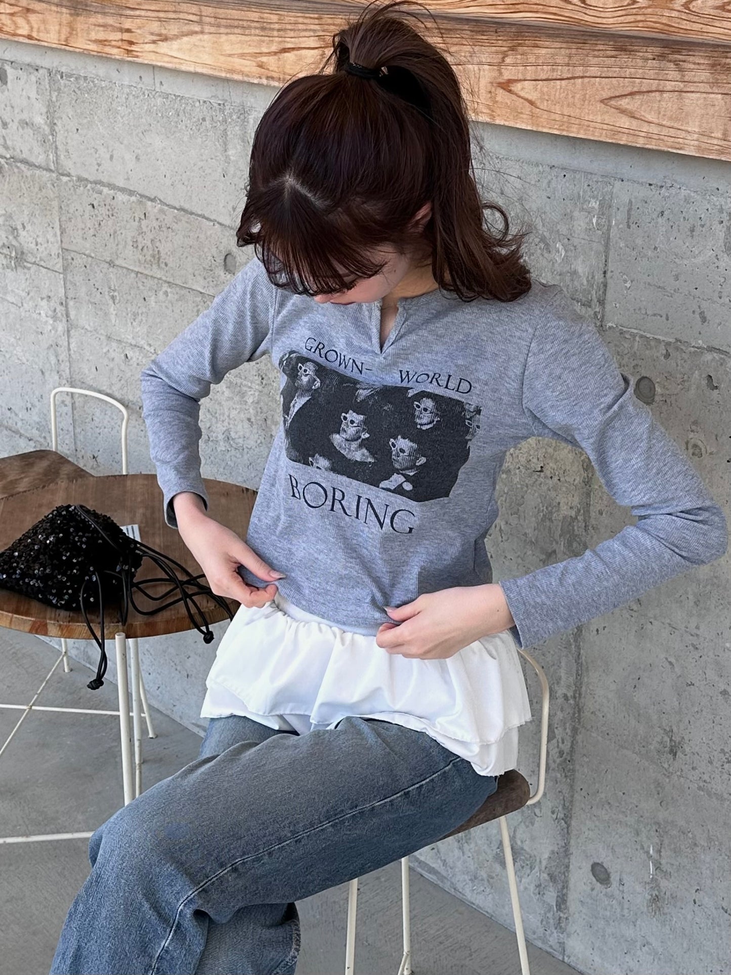 クロップドプリントTシャツ DPB81009