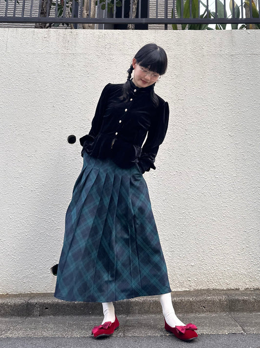 ベーシックチェックロングスカート DPA43335