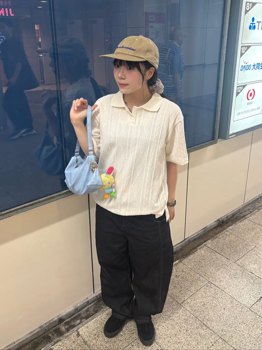 ホワイトニットポロTシャツ DPB89052